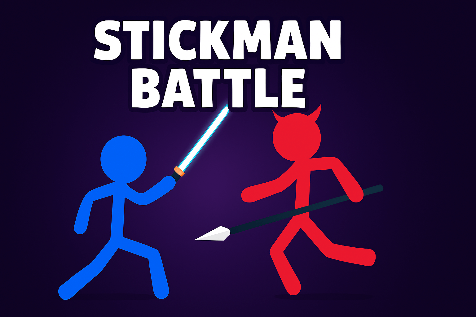 A black stickman warrior performing a flying kick against a wave of red enemy stickmen in a 2D arena.
